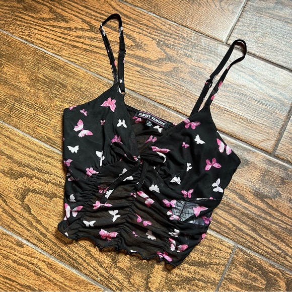 Butterfly Mesh Cami Crop Top - Picture 1 of 5